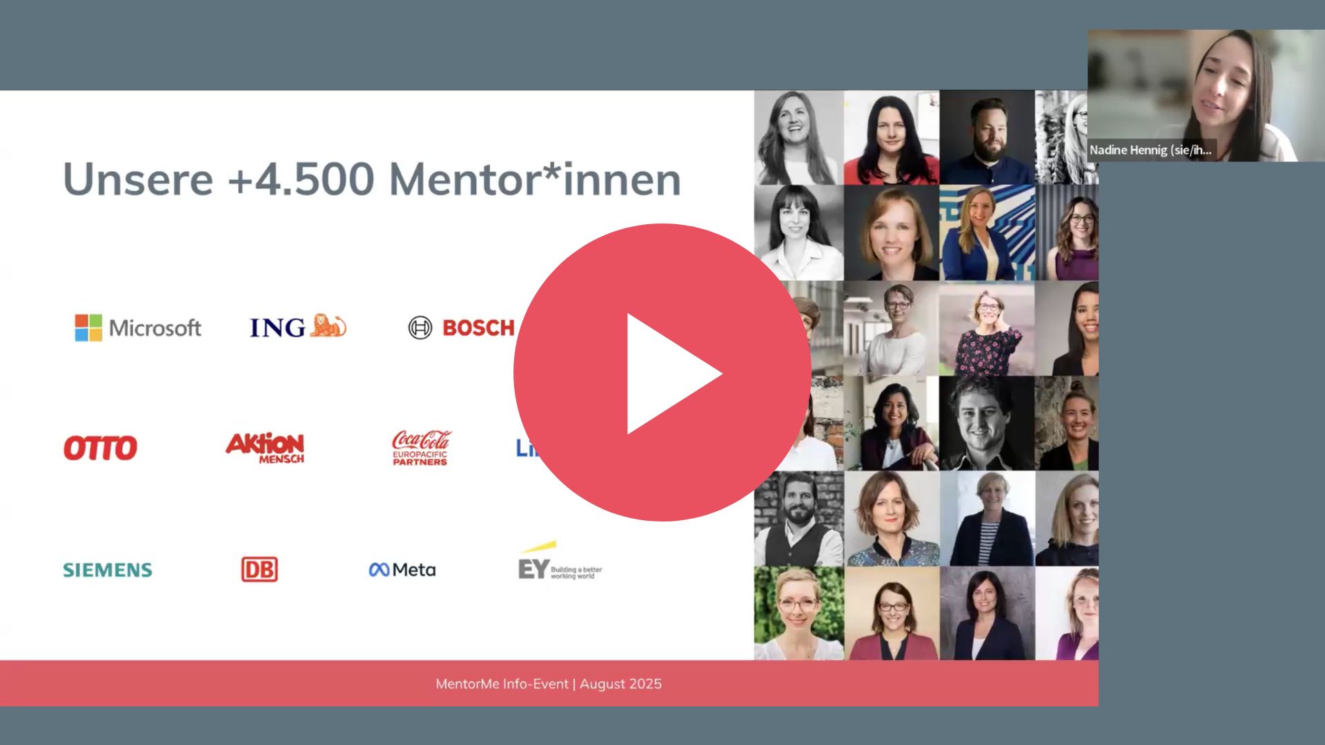 Aufzeichnung MentorMe Infoevent Aufzeichnung MentorMe Infoevent mit Play Button